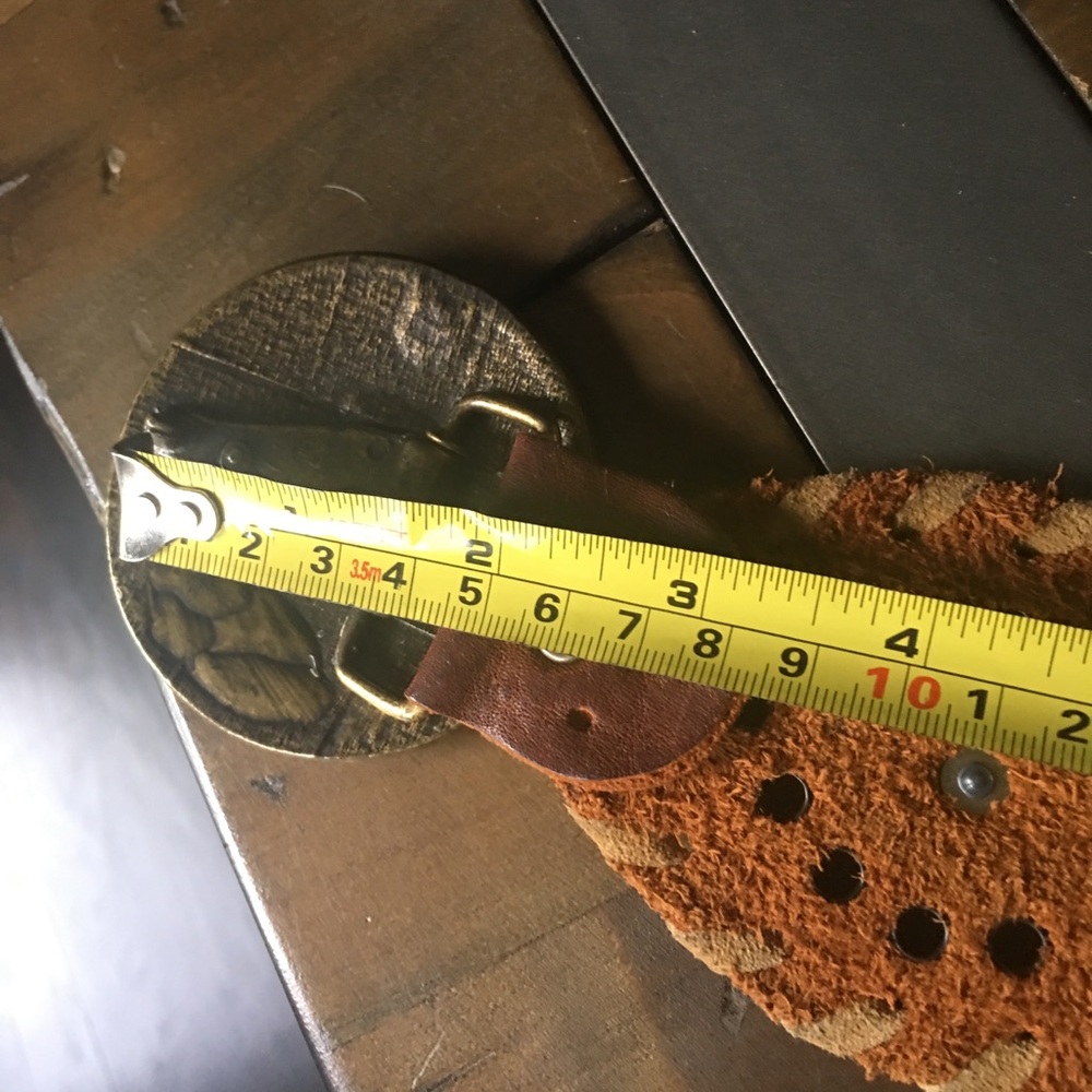 Vintage Boho leather and metal belt - Picture 9 of 11
